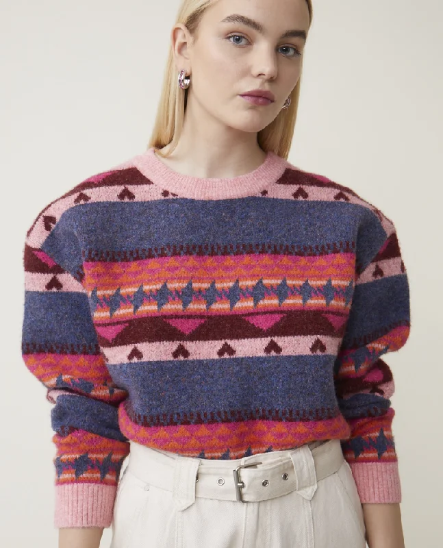 Suncoo Peerico Coral Stripe Crew Knit