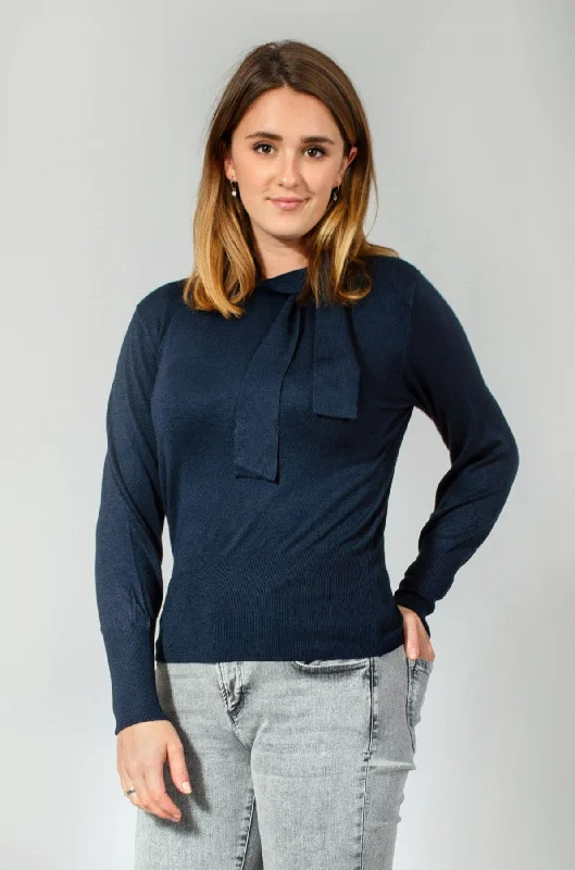 Sash Neck Fine Knit Jumper