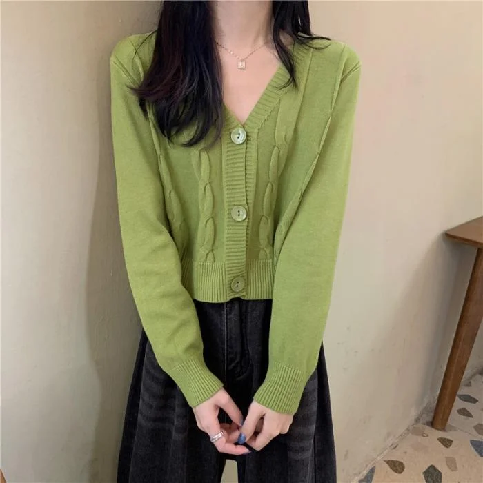 Women's Sweet V-neck Single-breasted Cardigans 