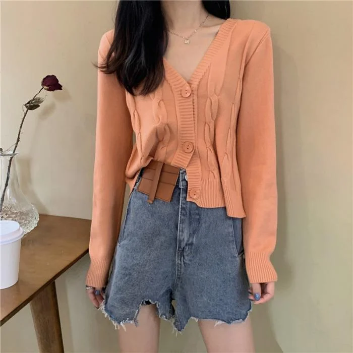 Women's Sweet V-neck Single-breasted Cardigans 