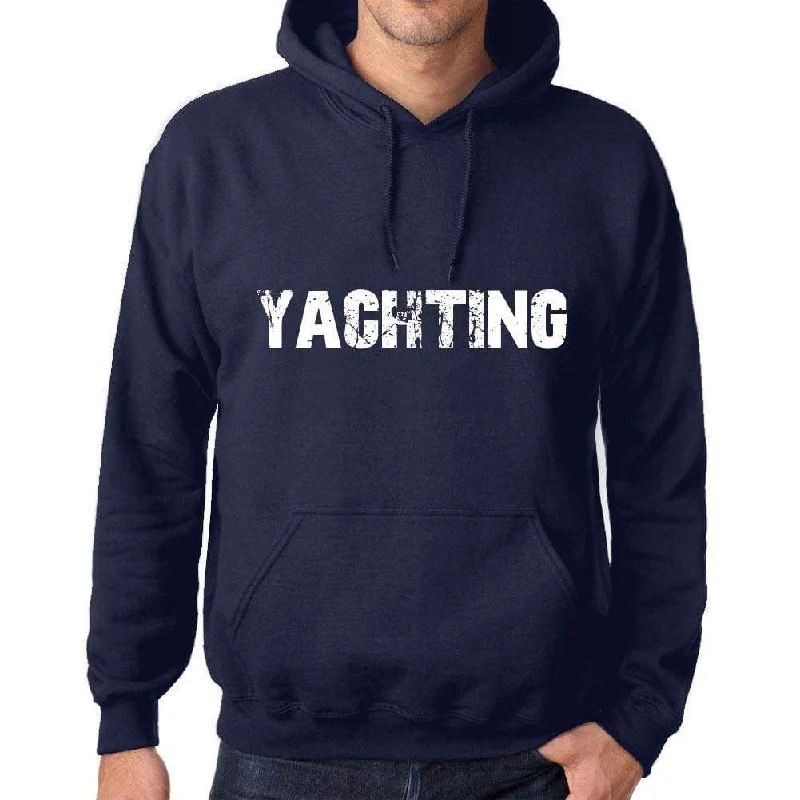 Unisex Printed Graphic Cotton Hoodie Popular Words YACHTING French Navy