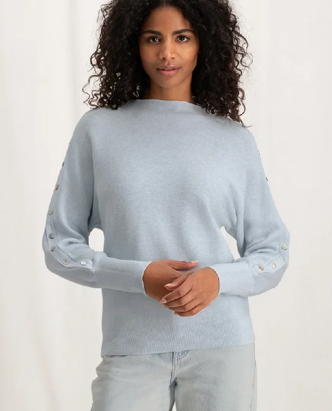 Yaya Air Blue Button Sweater Knit