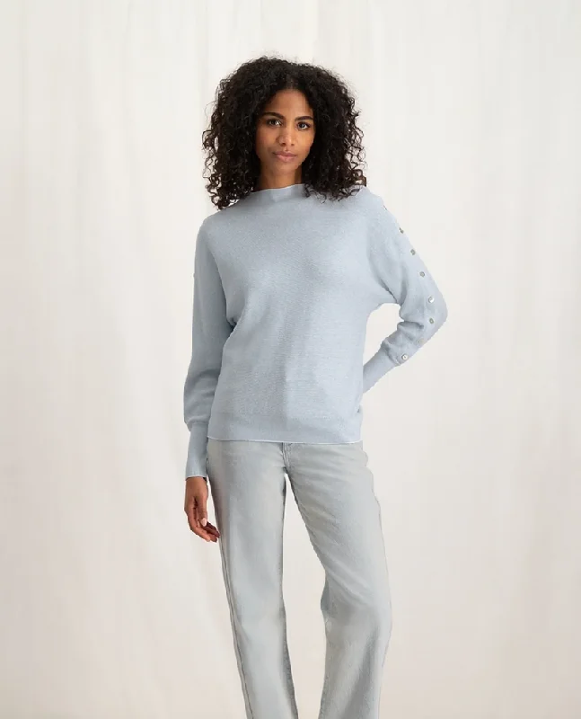 Yaya Air Blue Button Sweater Knit