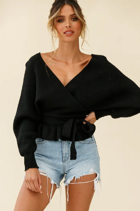 Amara Long Sleeve Knit Top Black