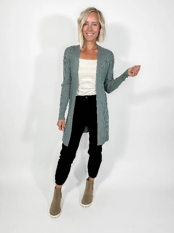 Classic Ribbed Duster Cardigan- SPRUCE