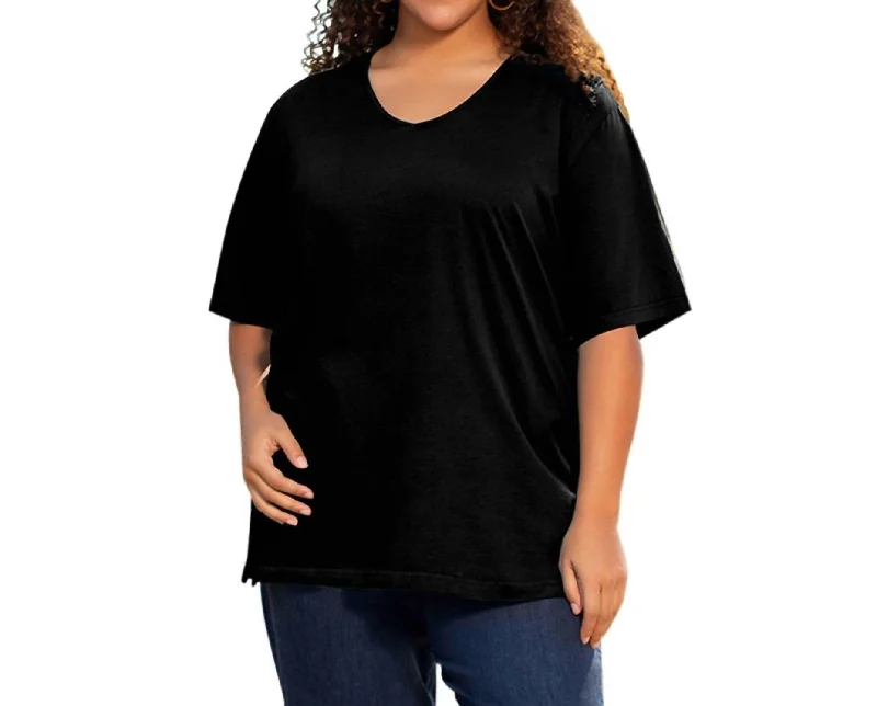 Cotton Short Sleeve Tee - Plus In Black