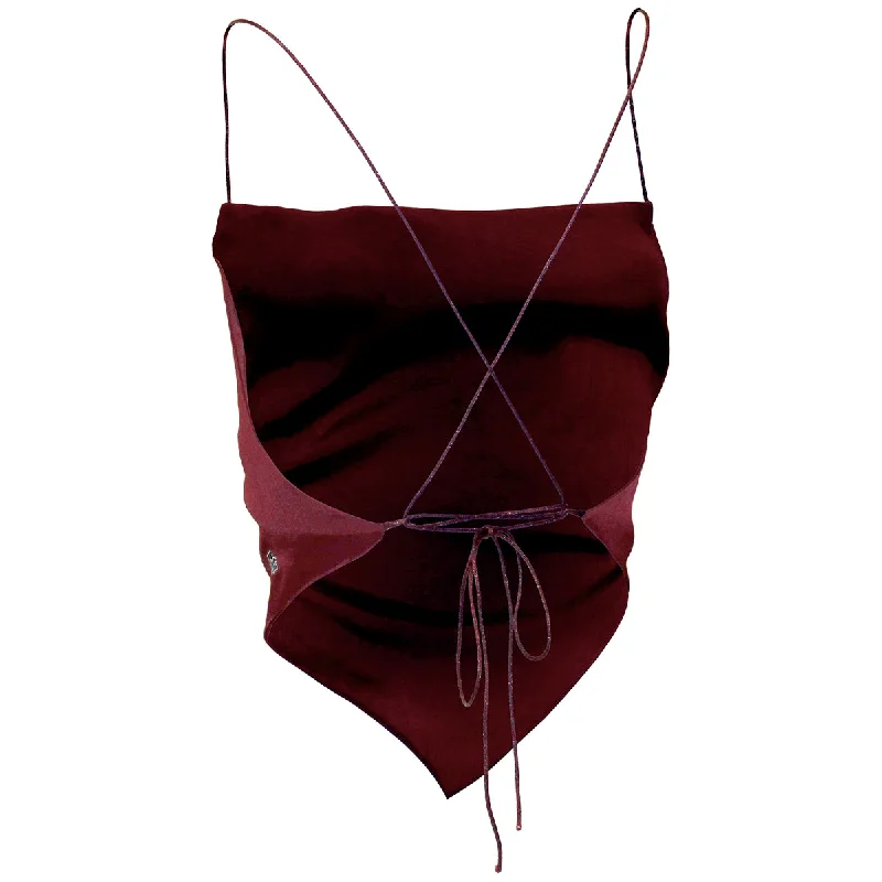 Hype & Vice Women's Stacked FSU Silky Tie-Back Crop - Garnet