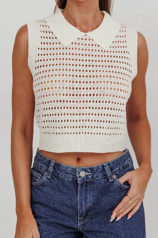 Daithi Collared Sleeveless Knit Top Ivory