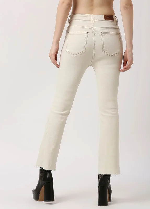 Ecru Phoenix Cropped Flare Jeans