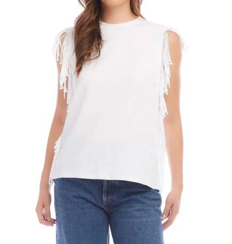 Fringe Tee Top In Off White