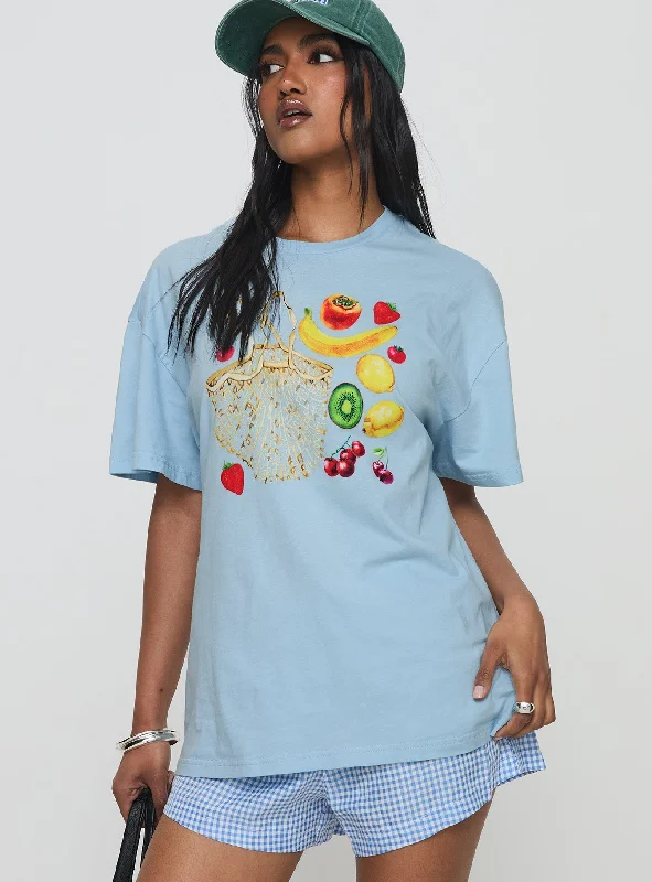 Grocery Run Oversized Graphic Tee Blue