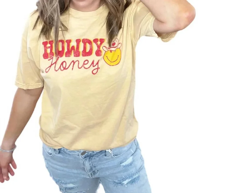 Howdy Honey Mineral Washed Graphic Tee In Golden