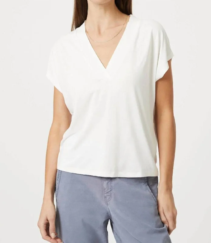 Layla V-Neck Tee In Antique White