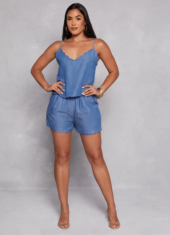 Iris Chambray Scalloped Cami