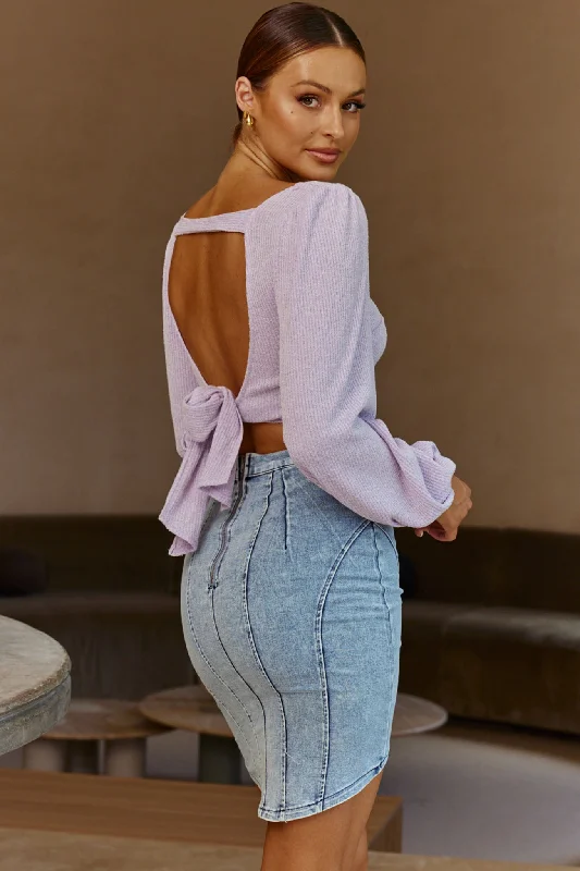 Love Like This Long Sleeve Open Back Crop Top Lilac