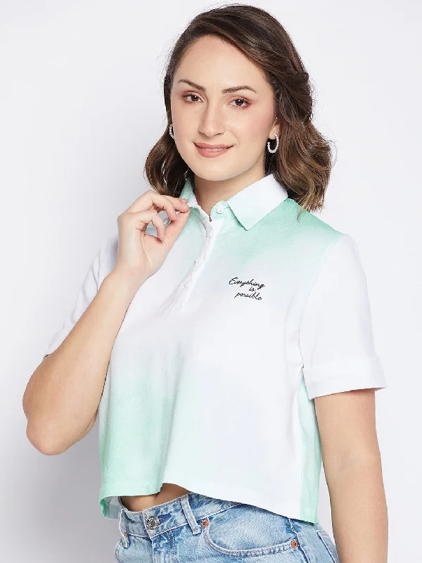 Madame Green Printed Polo Top