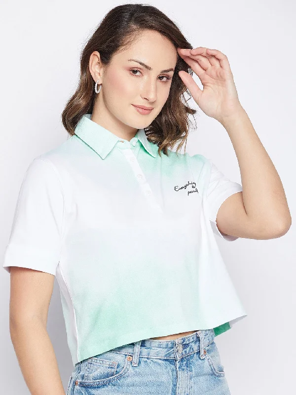 Madame Green Printed Polo Top