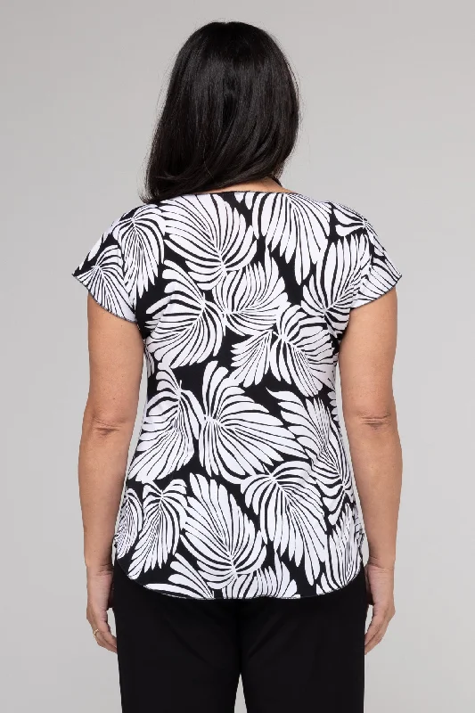 Monstera Print Short Sleeve Jersey Top