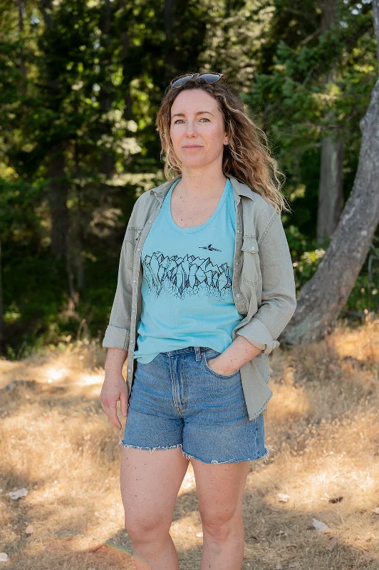 Mountain Roots - Women's Eco Racerback Tank - Turquoise - SALE