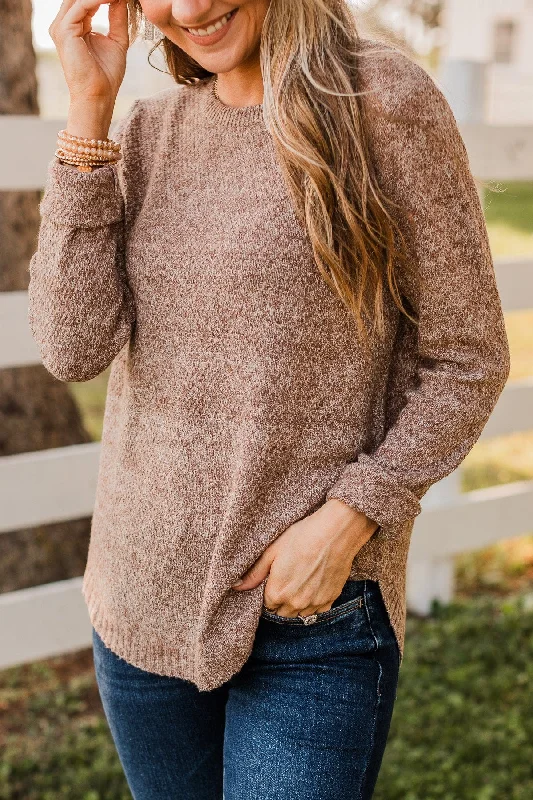 Runway Beauty Knit Sweater- Brown