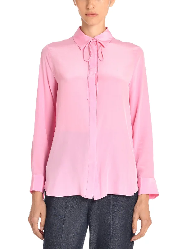 Shirt With Thin Bow In Crepe De Chine