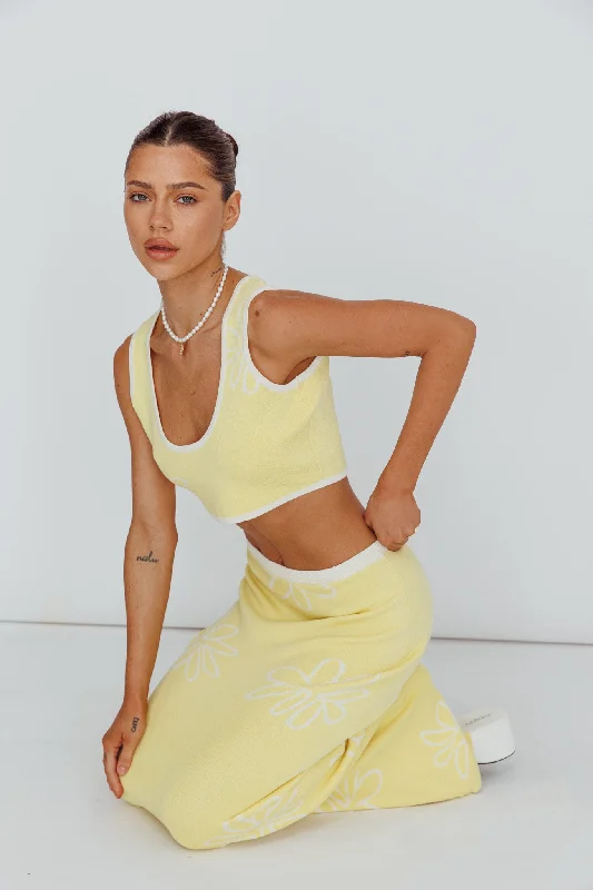 Sunland Knit Crop Top Flower Light Lemon