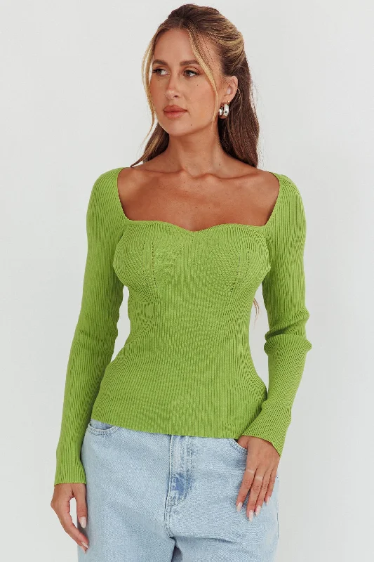 Switch Focus Long Sleeve Knit Top Matcha