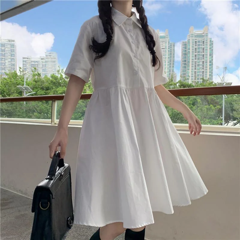 Women's Solid Color Shirt Dresses